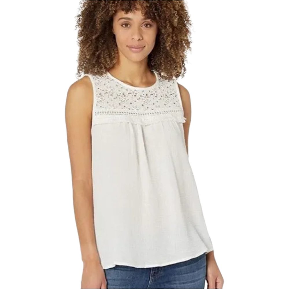 NWT MAX STUDIO SLEEVELESS WOVEN LACE TOP (M)